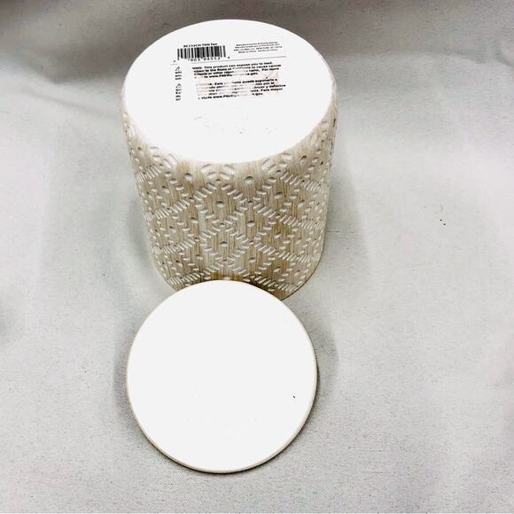 NWOT AMG Global Bathroom Accessories Container Mosaic Tan and White Pattern - Picture 11 of 16